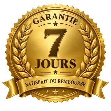 Sceau doré : garantie de 7 jours, satisfait ou remboursé