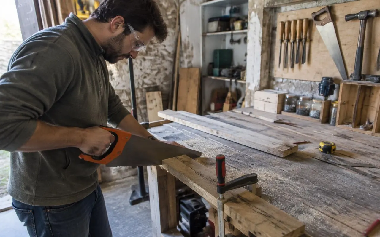 Découpe des planches de palette